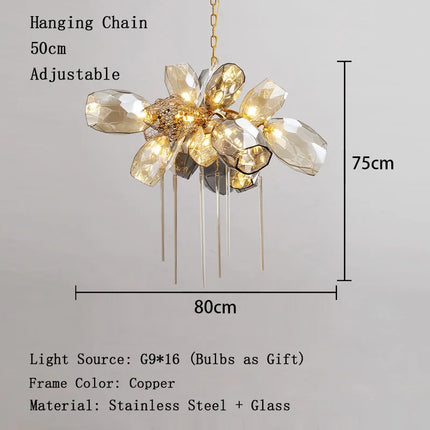 Modern Artistic Gold LED Glass Chandelier — Multi-Form, Custom Sizes