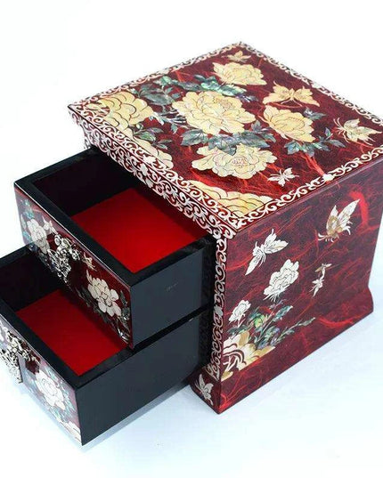 Chic Mother of Pearl Dual-Drawer Jewelry Storage Box - A Treasured Gift for Her Delights