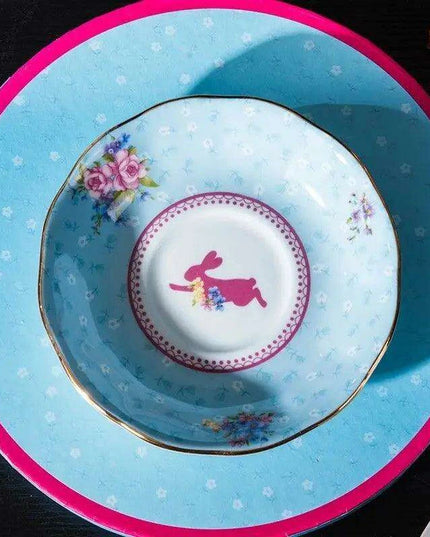 Charming Rabbit Elegance: European Royal Bone China Tea Set