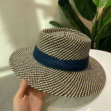 Chic Adjustable Wide Brim Straw Hat for Women - Stylish Sun Protection Beach Accessory Available in 50 Colors