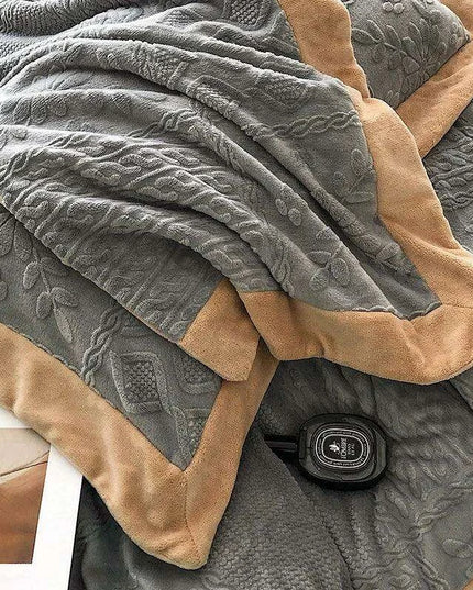 Opulent Grey Velvet Fleece Bedding Set with Luxurious 3D Embossed Duvet Cover and Pillowcases