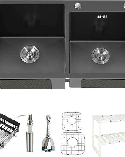 Sleek Dual-Basin Gourmet Stainless Steel Kitchen Sink Set with Effortless Cleanup Design