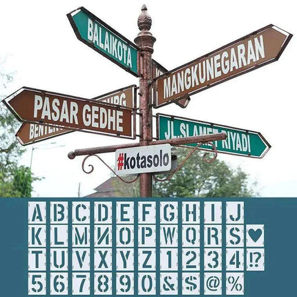 Versatile 42-Piece Interlocking Alphabet and Number Stencil Set for Creative DIY Art on Any Surface