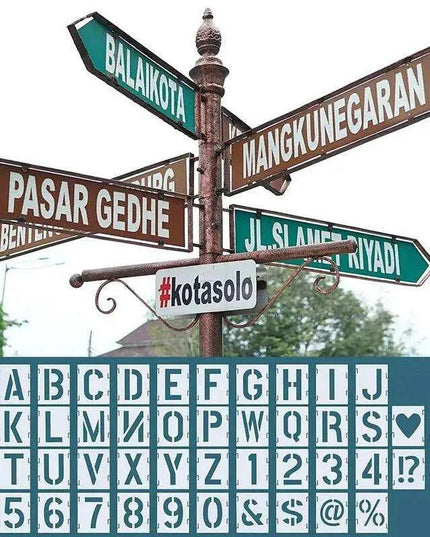Versatile 42-Piece Interlocking Alphabet and Number Stencil Set for Creative DIY Art on Any Surface