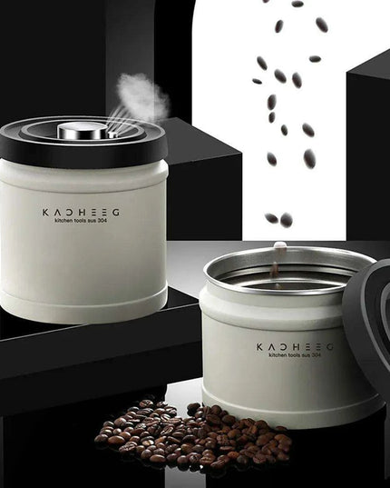 Premium Stainless Steel Coffee Storage Canister Set with CO2 Release Valve - Maximize Freshness & Kitchen Organization