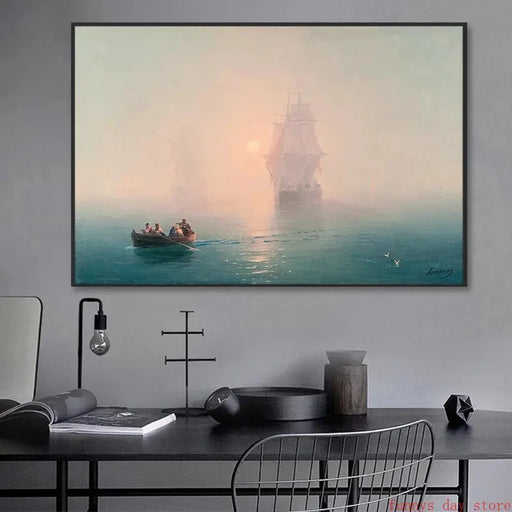 Sailing Ship Sunset Canvas Print - Nautical Wall Art for Modern Home Decor