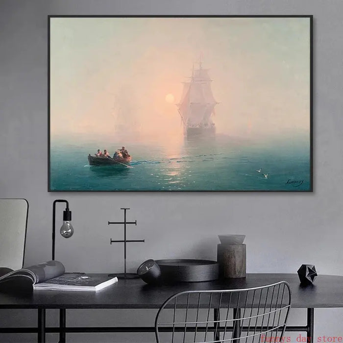 Serenity Sailboat Seascape Canvas Art Print for Contemporary Living