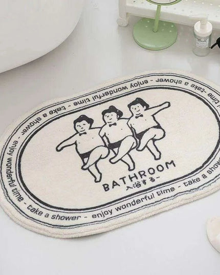 Whimsical Cartoon Plush Bathroom Rug Set with Anti-Slip Backing