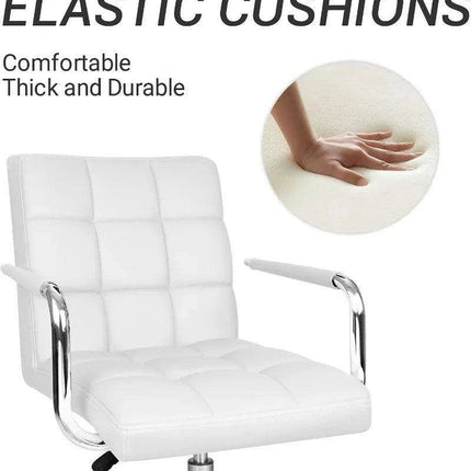 Sleek Adjustable Ribbed PU Leather Office Chair with Stylish Geometric Accents