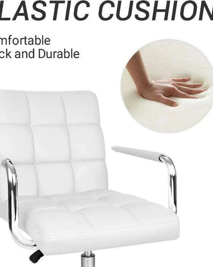 Sleek Adjustable Ribbed PU Leather Office Chair with Stylish Geometric Accents