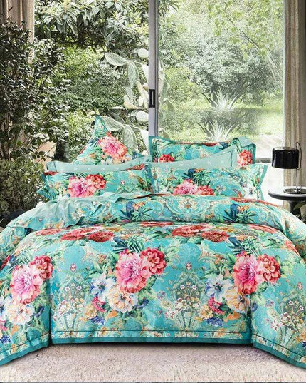 Elegant European Vintage Floral Jacquard Cotton Bedding Set for Weddings with Duvet Cover and Sheet Choices