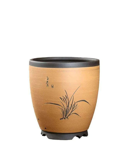 Elegant Purple Sand Bonsai Pot Set for Clivia Plants