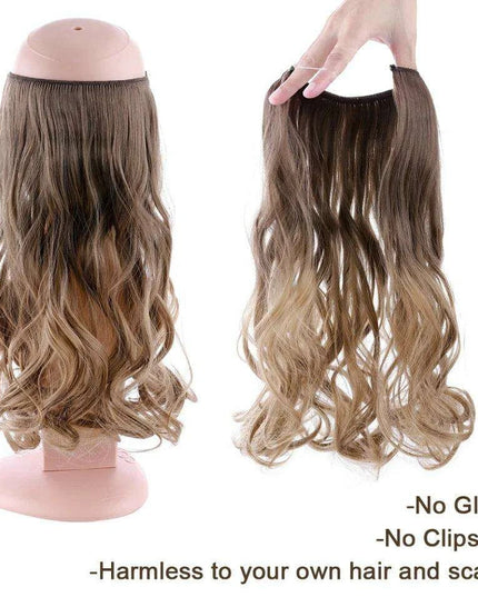 20-Inch Versatile Adjustable Invisible Wire Hair Extensions - Curly and Sleek Options