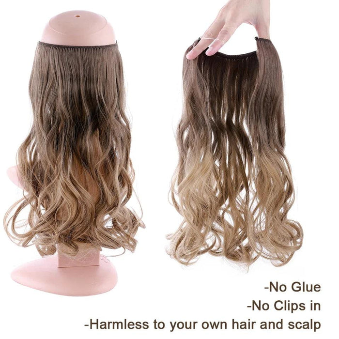 20-Inch Versatile Adjustable Invisible Wire Hair Extensions - Curly and Sleek Options