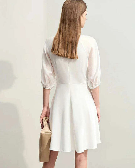 Chic Summer A-Line Dress with Stylish Spliced Shoulder Sleeves