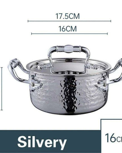Golden Print Stainless Steel Hot Pot for Single Serving - 16cm Induction Cooker Compatible