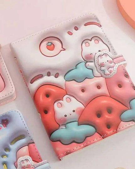 Bunny Planet Delight: Colorful Student Planner Notebook with Magnetic Closure