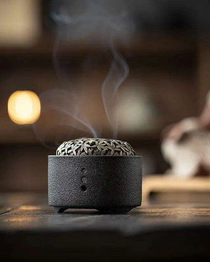 Elegant Zen Ceramic Incense Burner with Mesh Cover - Stylish Home Decor Ashtray and Relaxation Plate
