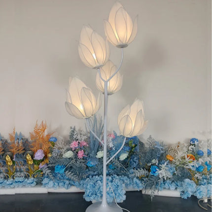 Magnolia Flower Wedding Floor Lamp | Elegant Iron & Lace Décor Light