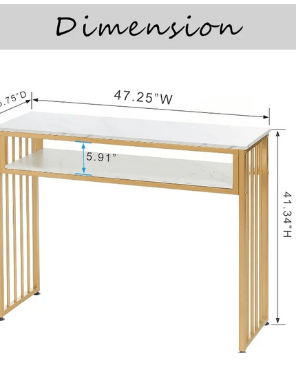 Sleek Gold Bar Table with Open Shelving - Stylish Versatile Furniture for Contemporary Spaces