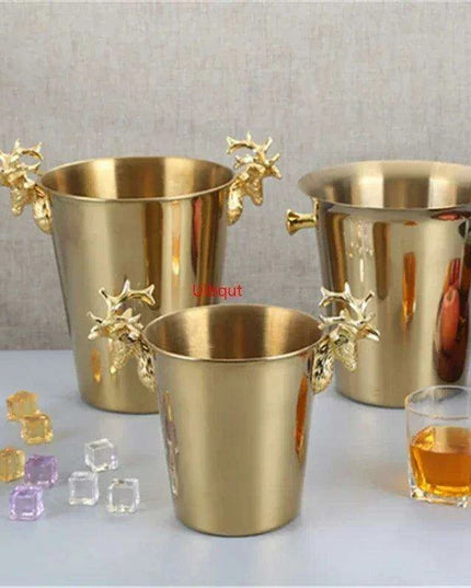 Majestic Deer Head Ice Bucket: Luxurious European Charm in Dual-Tone Design