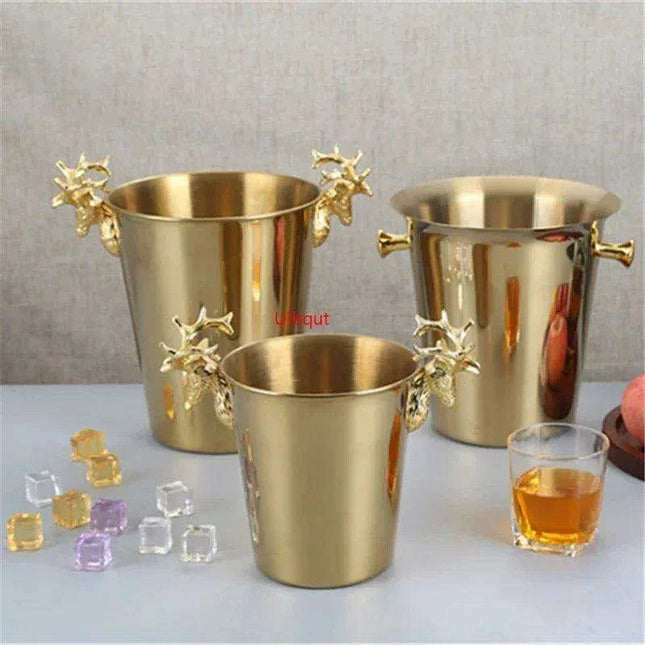 Majestic Deer Head Ice Bucket: Luxurious European Charm in Dual-Tone Design