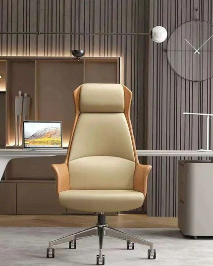 Luxury Nordic-Inspired Executive Leather Office Chair with Swivel and Recline
