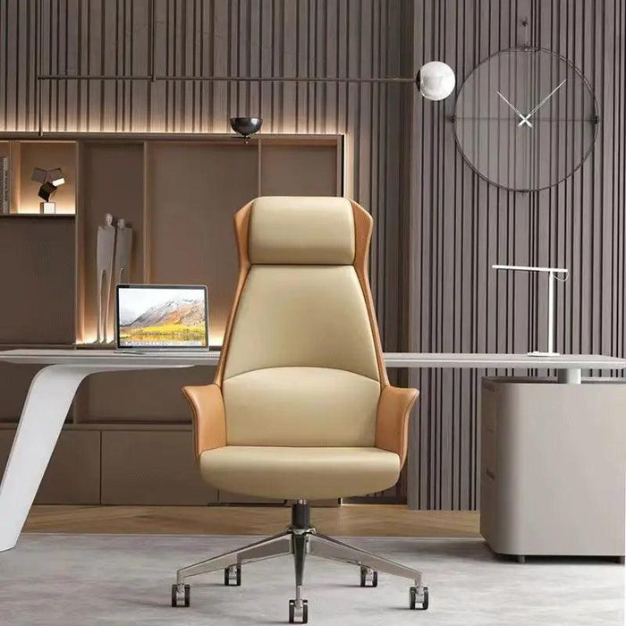 Luxury Leather Executive Chair with Swivel, Recline, and Nordic Style