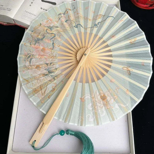 Artisan Bamboo Folding Fan for Women - Elegant Cultural Dance Accessory, Thoughtful Gift & Stylish Home Decor