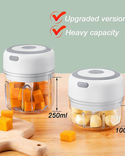 Compact Electric Garlic Chopper with Quick-Slice Technology and Adjustable Capacity
