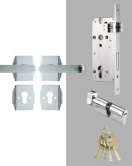 Luxurious PVD Gold and Chrome Double Lever Door Handle Set for Bedrooms and Bathrooms