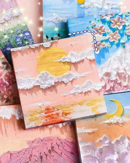 Vintage Art-Inspired Sticky Note Collection - Retro Landscape Memo Pads for Creative Spaces