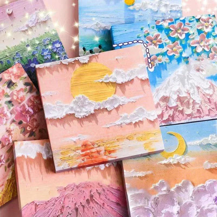 Vintage Art-Inspired Sticky Note Collection - Retro Landscape Memo Pads for Creative Spaces