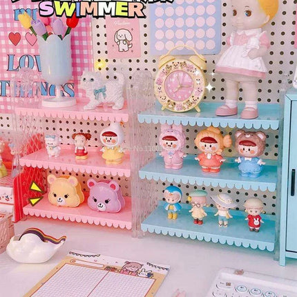 Chic Pink Lace 3-Tier Organizer for Dolls and Cosmetics