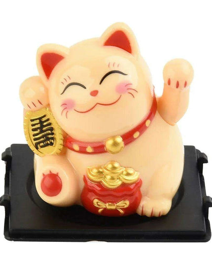 Solar-Powered Lucky Cat Figurine for Abundance and Good Fortune