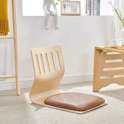 Japanese Minimalist Legless Floor Chair with Elegant Wooden Design - Ideal for Cozy Spaces