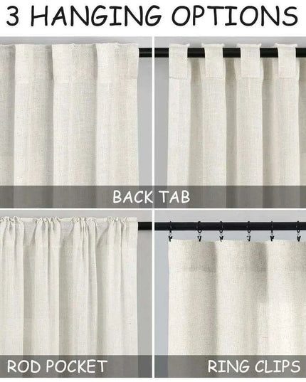 Elegant Pink Linen Blend Blackout Curtains with Tulle Detailing - Set of 2 Panels for Chic Home Styling