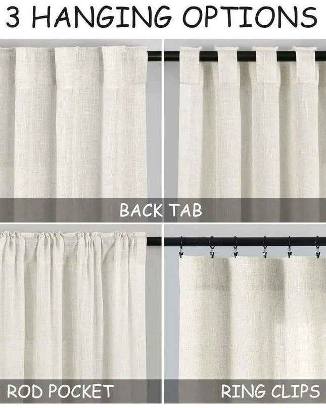 Elegant Pink Linen Blend Blackout Curtains with Tulle Detailing - Set of 2 Panels for Chic Home Styling