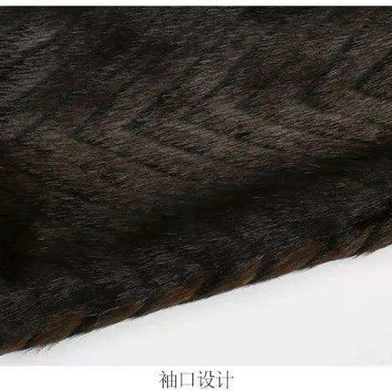 Elegant Striped Faux Mink Fur Winter Coat