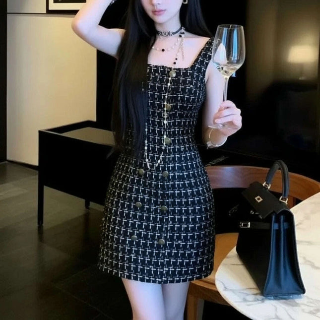 Korean-Inspired Sleeveless Pink Mini Dress for Women - Trendy Y2K Style Perfect for Parties and Office Wear