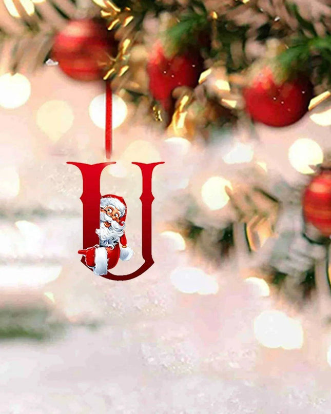 Personalized Santa Hat Alphabet Ornaments for Holiday Tree Decoration