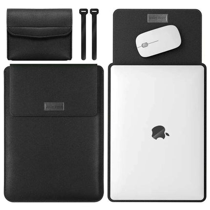 Elegant 13-inch PU Leather MacBook Air Pro Sleeve Set with Medium Bag & Cable Organizers