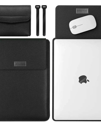 Elegant 13-inch PU Leather MacBook Air Pro Sleeve Set with Medium Bag & Cable Organizers