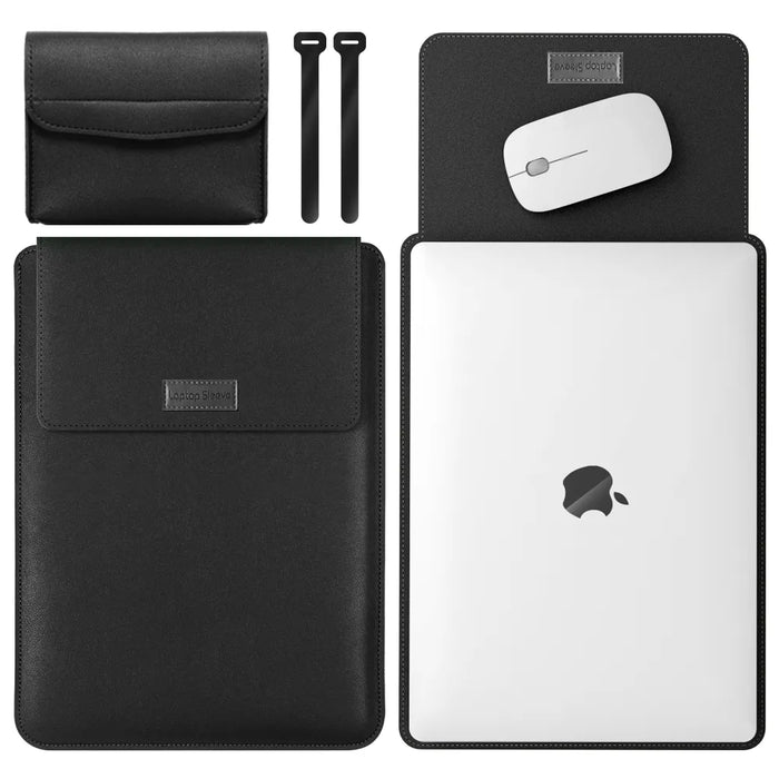 Luxurious 13-inch PU Leather MacBook Air Pro Sleeve Bundle with Medium Bag & Cable Organizers