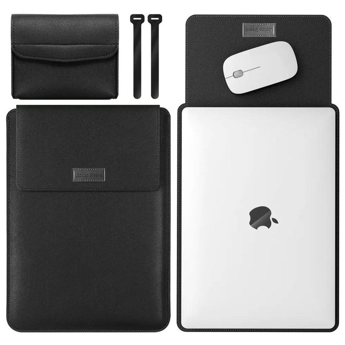 Elegant 13-inch Pu Leather MacBook Air Pro Sleeve with Medium Bag & Cable Tie