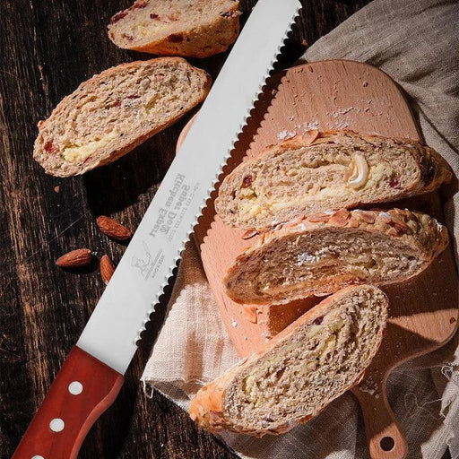 Gourmet Artisan Bread Knife Collection: Elegant Wooden Handle Duo
