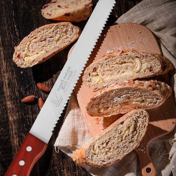 Artisan Touch: Elegant Bread Knife Set with Luxurious Wood Handles