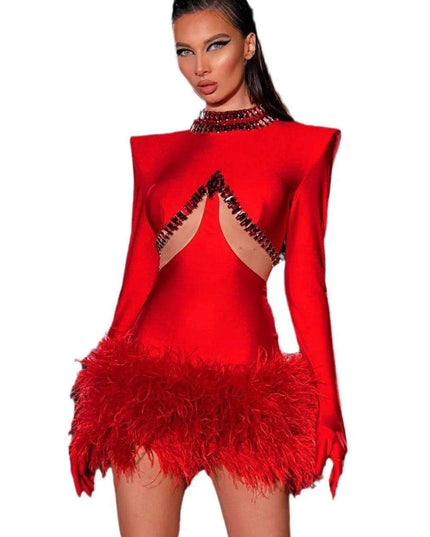 Glamorous Beaded Bodycon Mini Dress for Festive Occasions