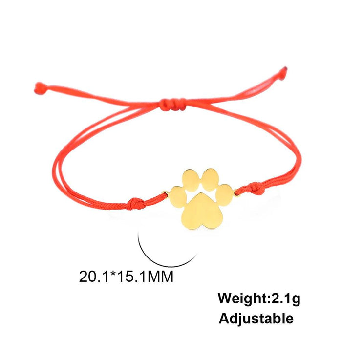 Paw Print Love Bracelet - Handcrafted Red Thread Jewelry for Pet Enthusiasts and Couples