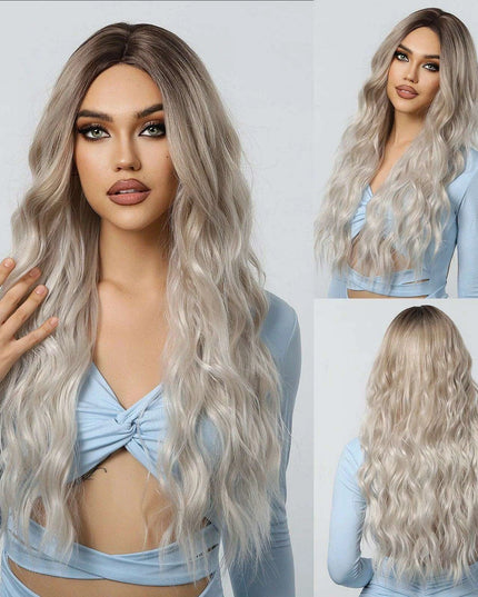 30-Inch Brown Wavy Synthetic Wig with Bangs - Perfect for Parties and Themed Events